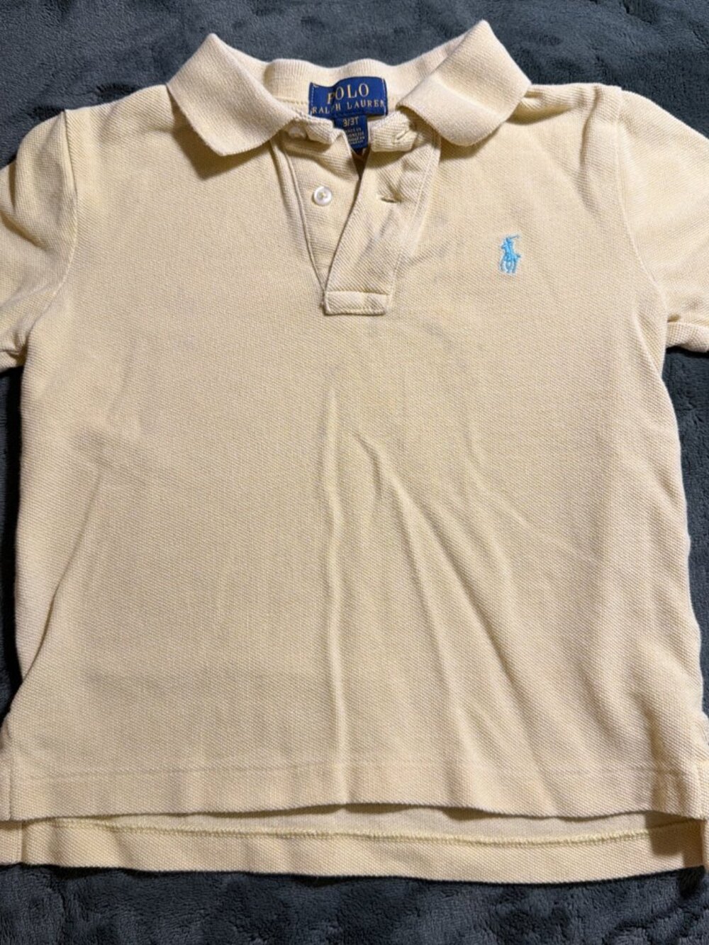 Polo Ralph Lauren Short Sleeve Yellow T-Shirt Size 3T Blue Embroidered Logo